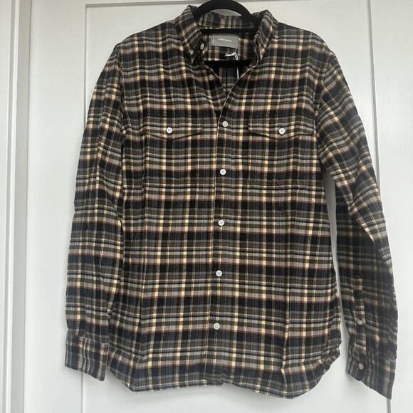 NWT Everlane Mens Black Beech Plaid Button Down The Brushed Flannel Shirt Size L - Picture 4 of 6